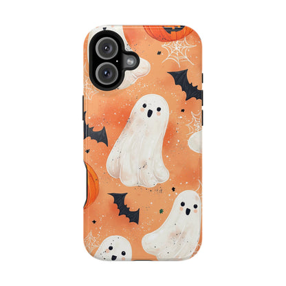 Spooky Cute Ghost MagSafe iPhone Case – Halloween Ghosts, Pumpkins, Bats & Cobwebs Design