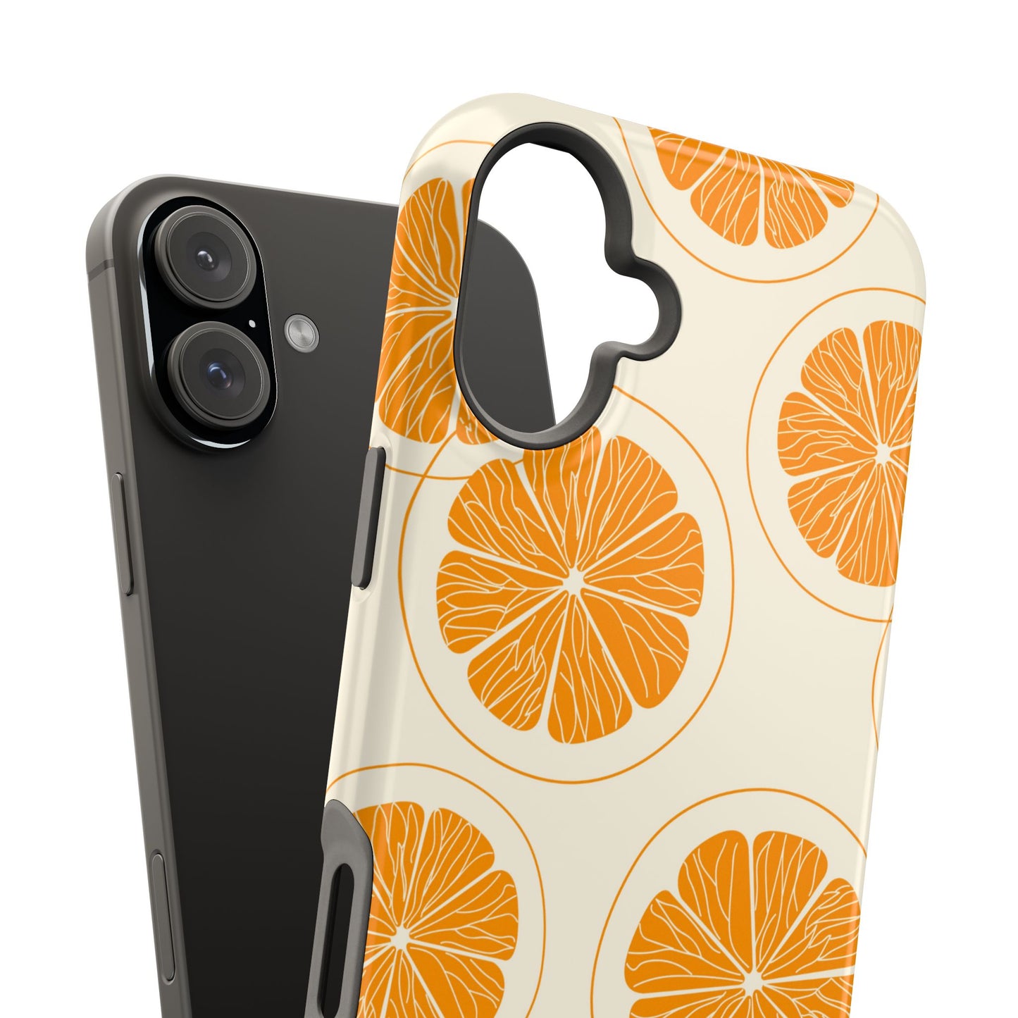 Citrus Burst Pattern Tough MagSafe iPhone Case – Bold Orange Design, Shockproof Protection