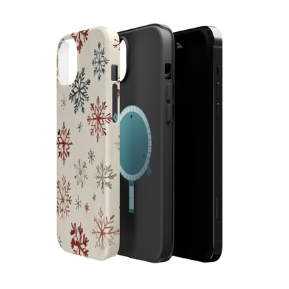 Vintage Red and Gray Snowflake Pattern – MagSafe iPhone Series Case