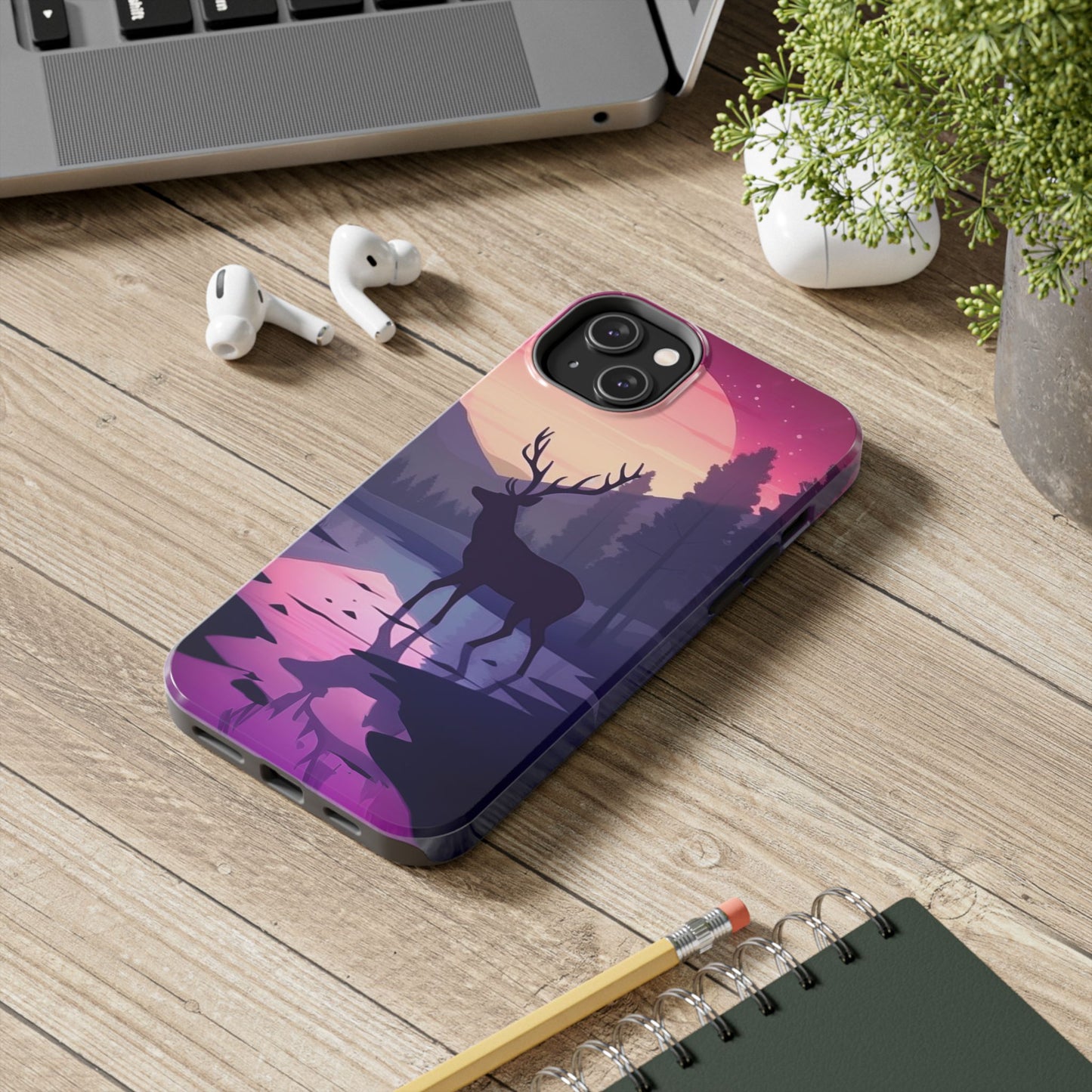 Twilight Elegance: Stag Reflection – iPhone Case