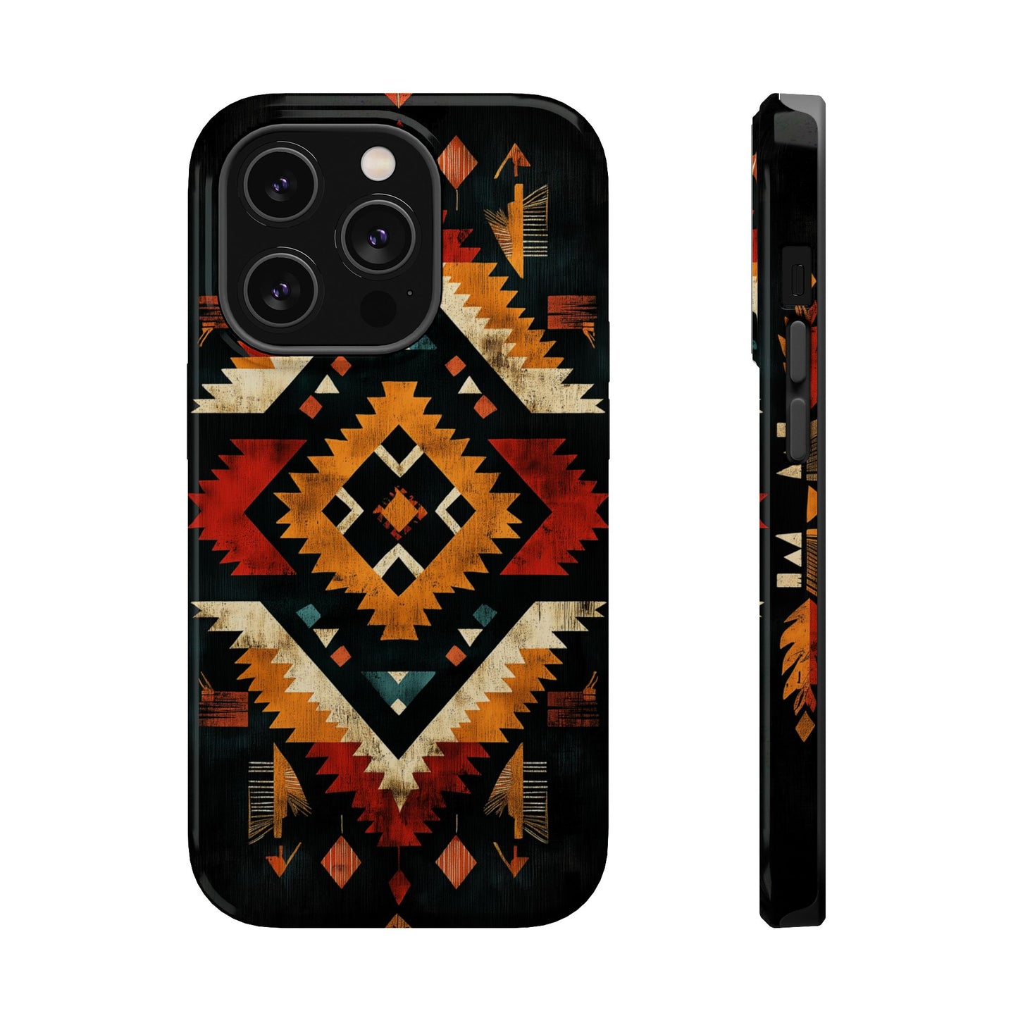 Southwestern Tribal Diamond Tough MagSafe iPhone Case – Bold Geometric Pattern, Dual-Layer Protection