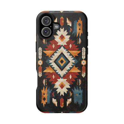 Southwestern Arrow & Diamond Tough MagSafe iPhone Case – Bold Tribal Design, Dual-Layer Protection