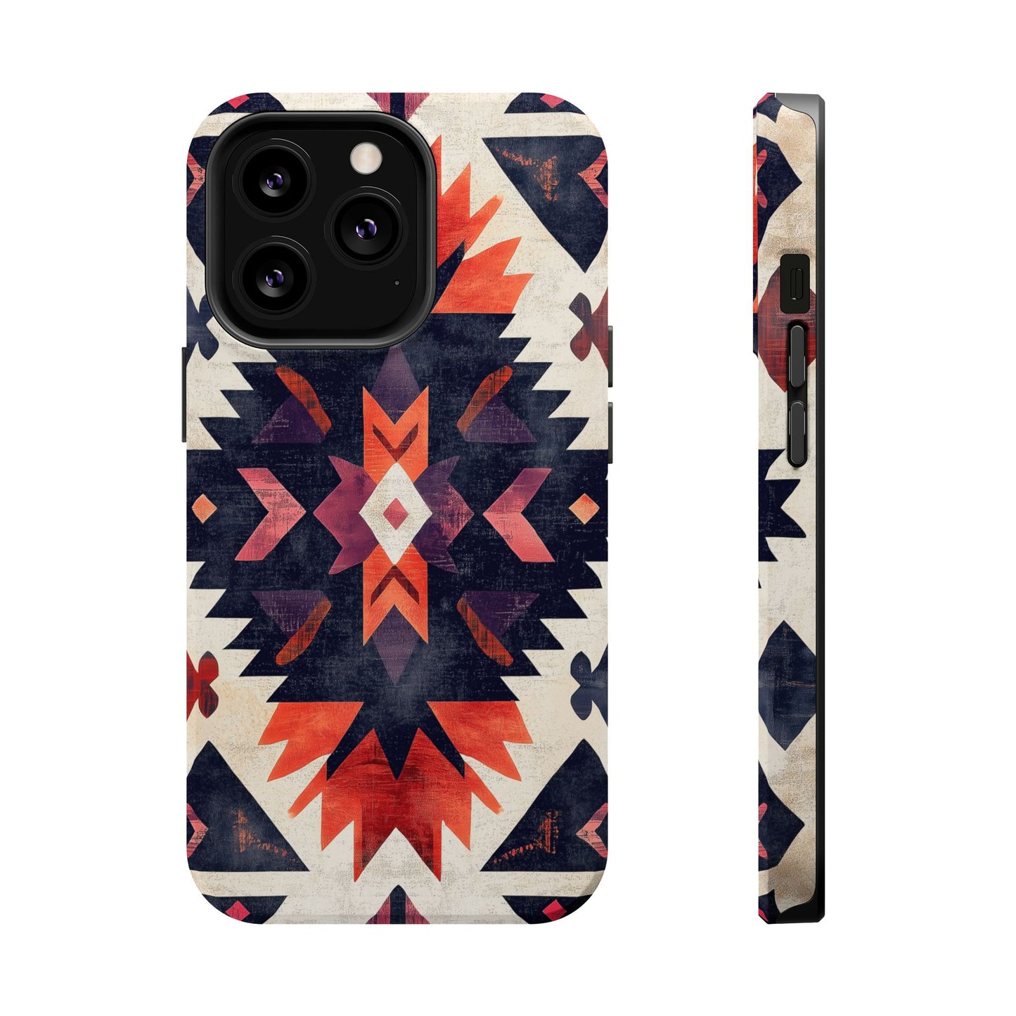 Boho Tribal Starburst Tough MagSafe iPhone Case – Vibrant Geometric Design, Dual-Layer Protection