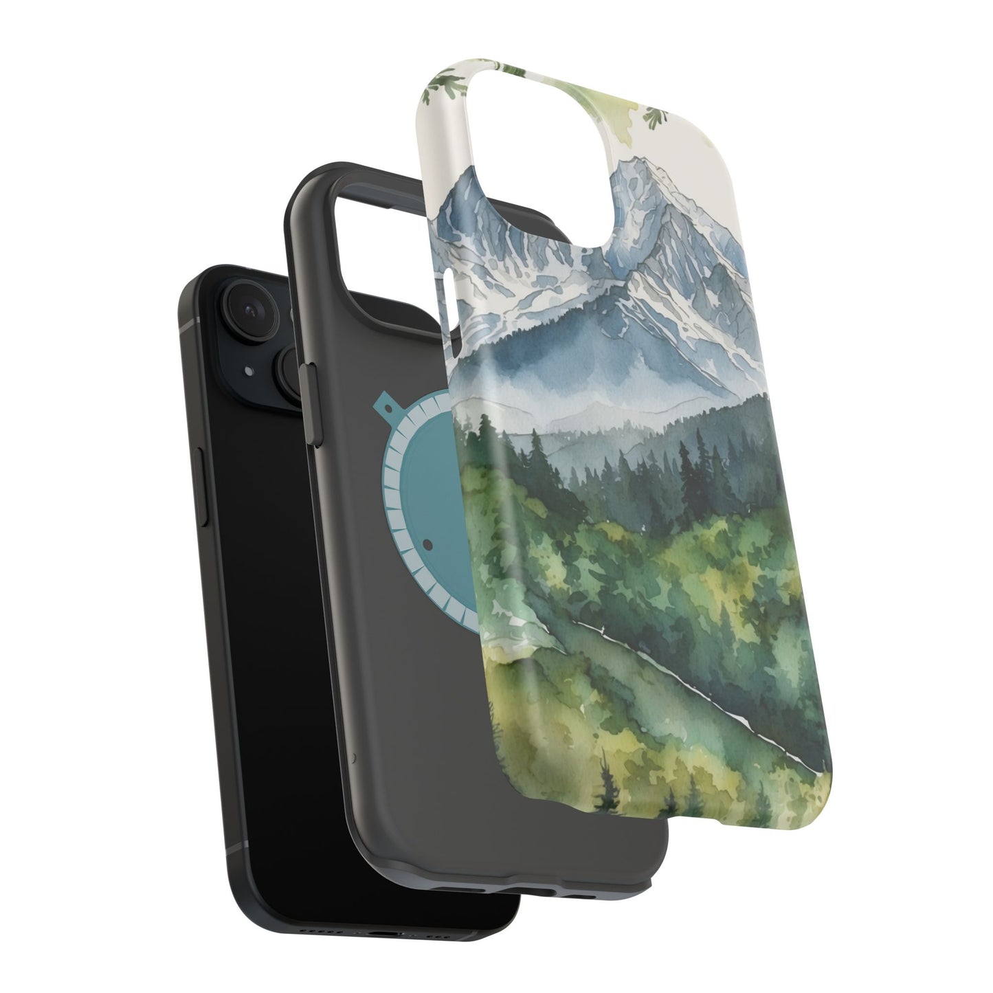 Watercolor Alpine Mountainscape - MagSafe iPhone Case