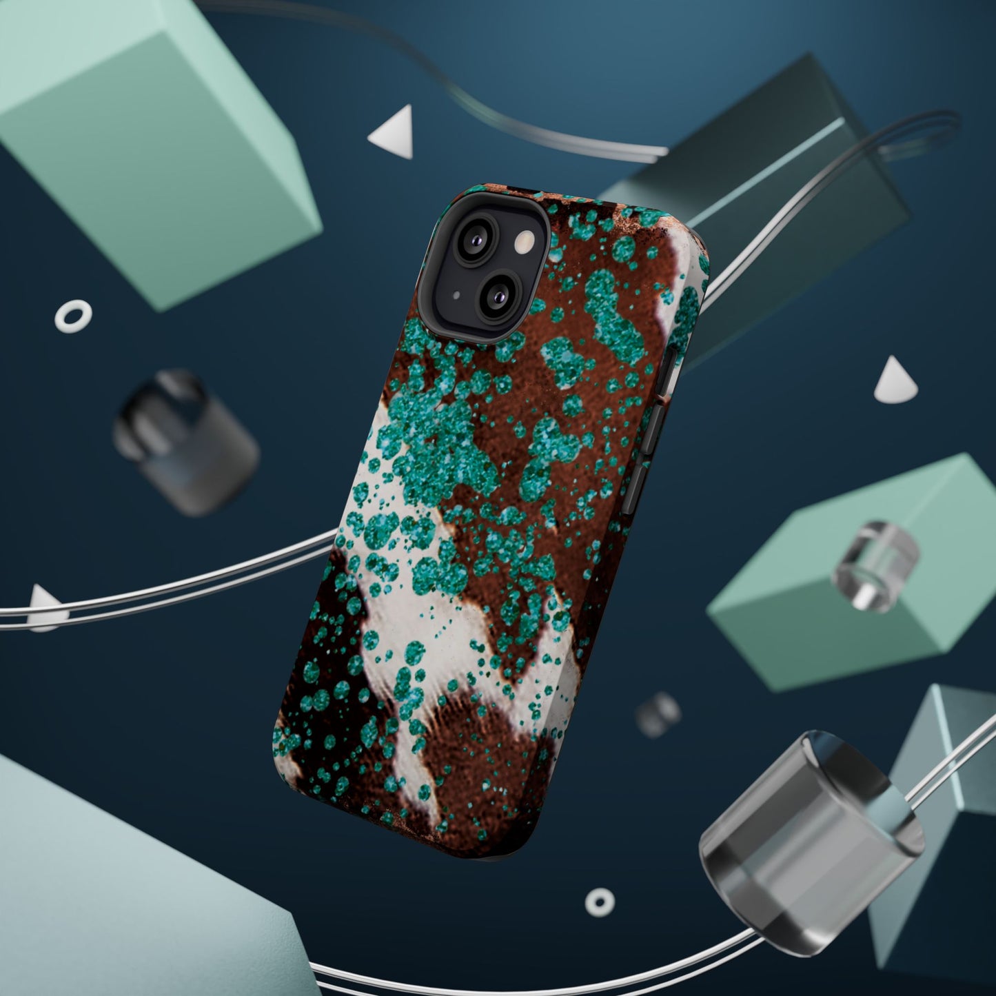 Teal Glitter Cowhide - MagSafe iPhone Series Case