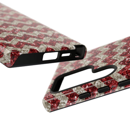 Sparkling Red & White Chevron – Glitter Illusion MagSafe iPhone Case