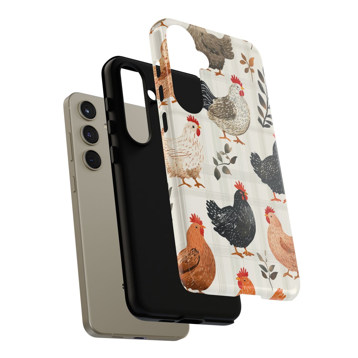 Samsung Galaxy Case: Vintage Chicken & Leaves – Farmhouse Style Case