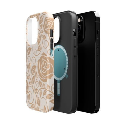 Vintage Rose Vine Tough MagSafe iPhone Case – Elegant Floral Pattern with Dual-Layer Protection