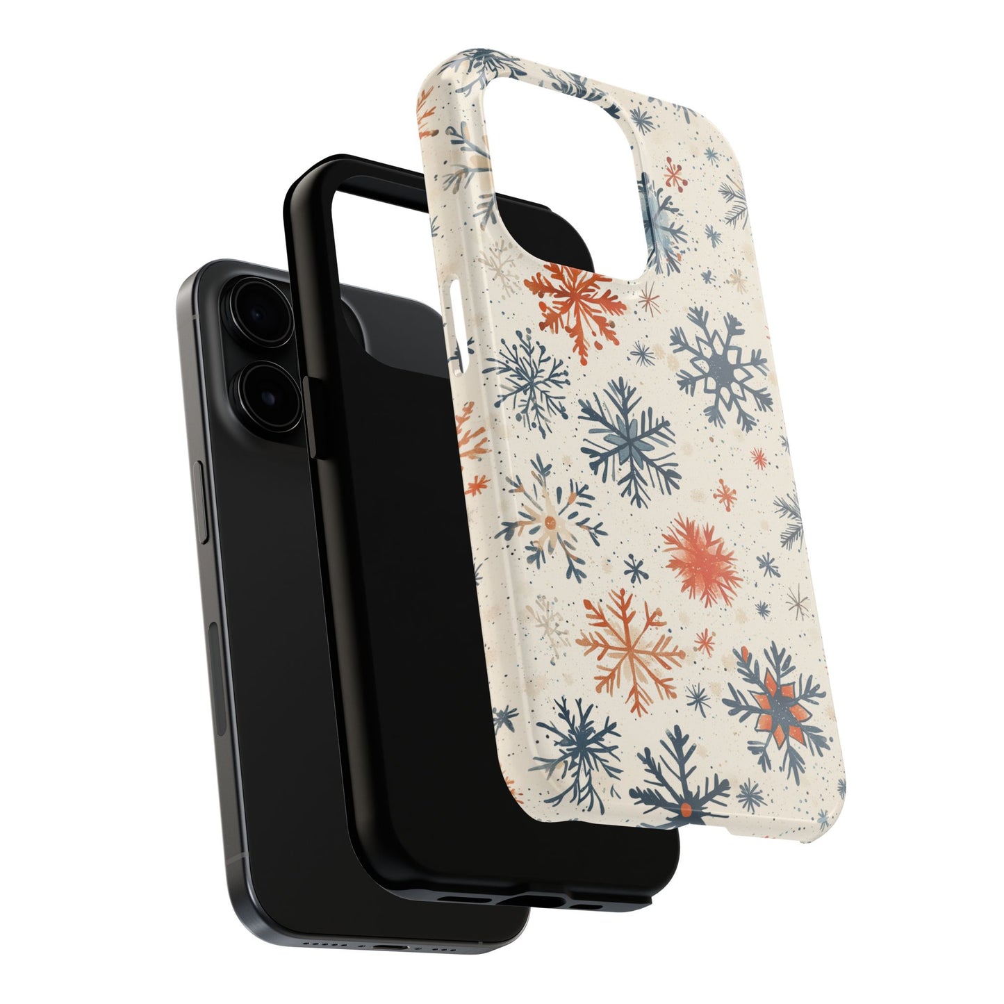 Rustic Orange and Blue Snowflake Pattern – iPhone Series Case