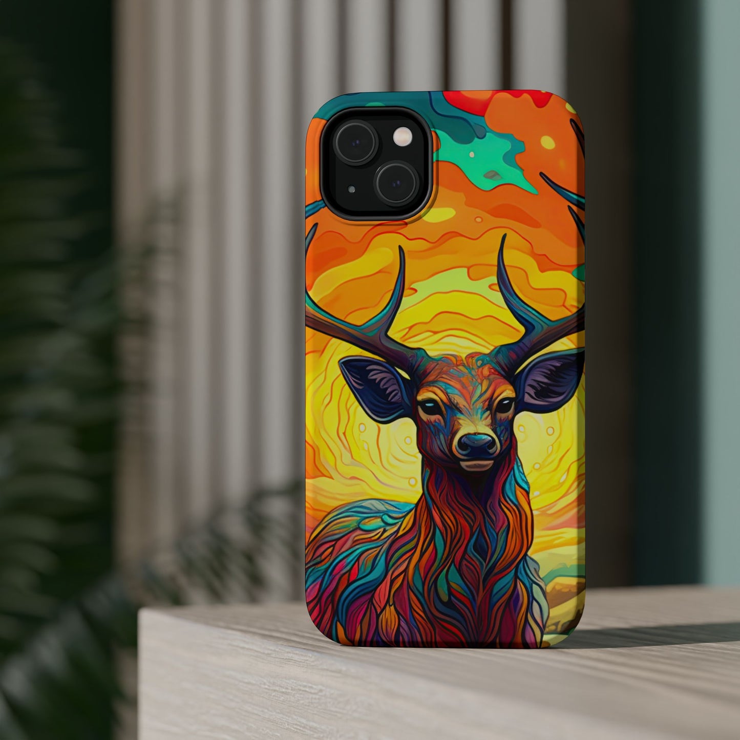 Vibrant Stag in Bloom – MagSafe iPhone Case