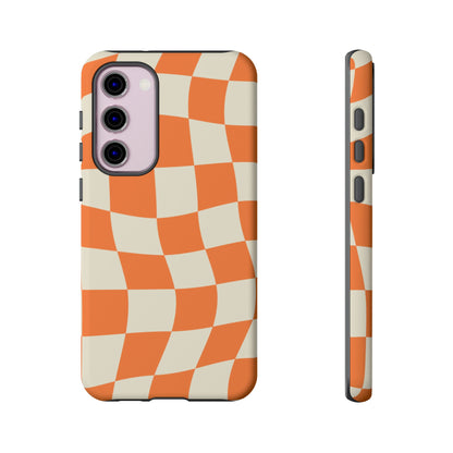 Wavy Retro Checkerboard Samsung Galaxy Case – Shockproof, Matte Finish, Dual-Layer Protection