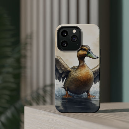 Graceful Duck in Watercolor Scene - MagSafe iPhone Case