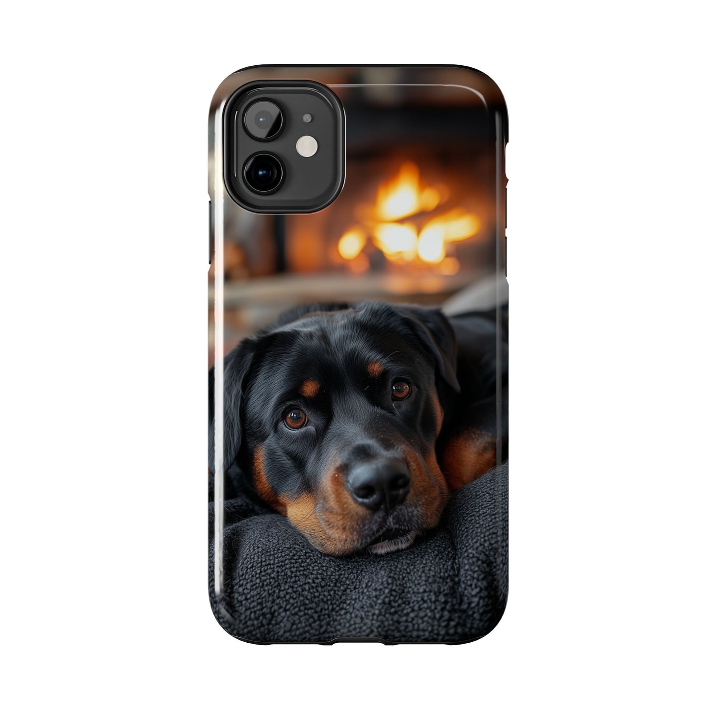 Warm Rottweiler by the Fireplace Samsung Galaxy Case – Rustic Charm for Dog Lovers