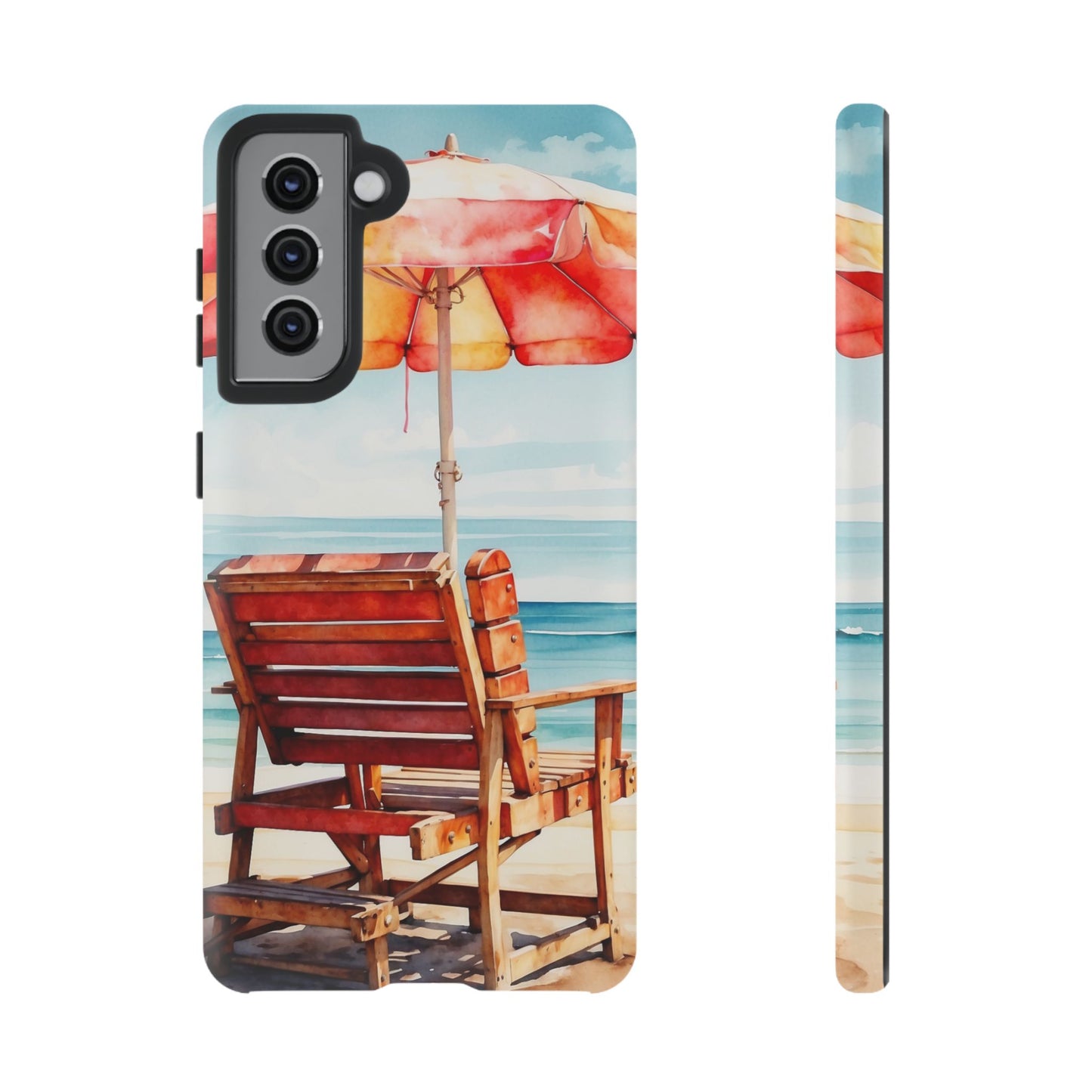 Beachfront Sunset Lounge Samsung Galaxy Case – Vibrant Watercolor Design