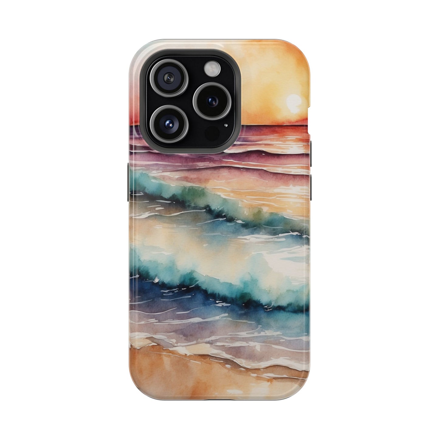 Sunset Waves MagSafe iPhone Case – Vibrant Watercolor Design