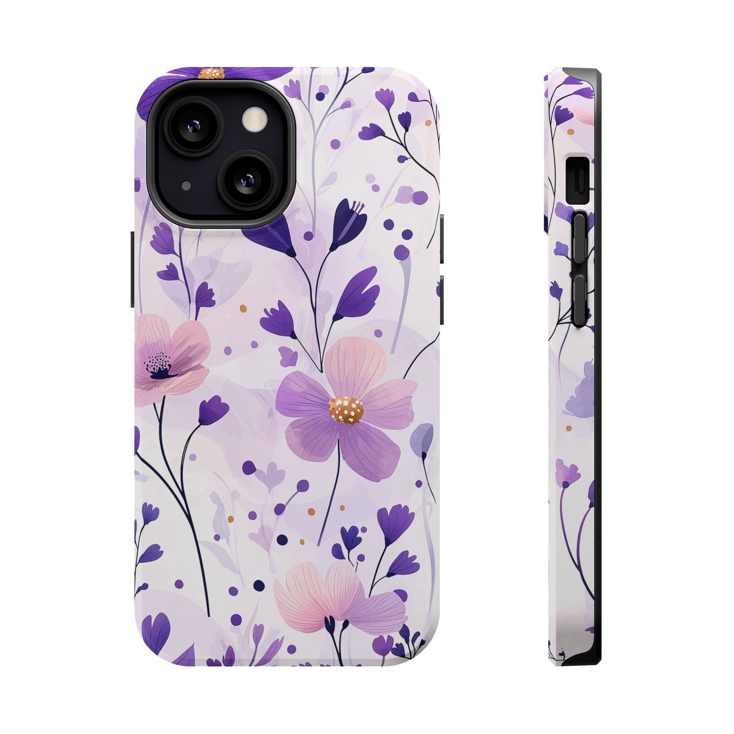 Purple Floral Bliss MagSafe iPhone Case – Delicate Blossom Design