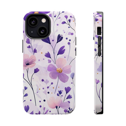 Purple Floral Bliss MagSafe iPhone Case – Delicate Blossom Design