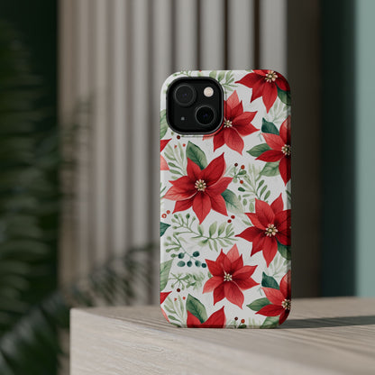 Festive Poinsettia Holiday Pattern – MagSafe iPhone Series Case