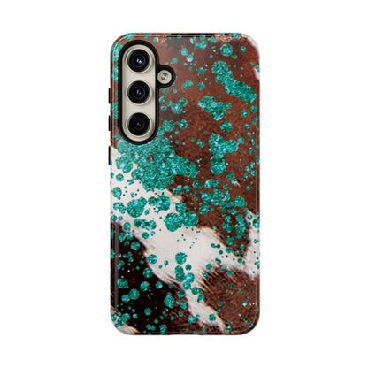 Teal Glitter Cowhide - Samsung Galaxy Series Case