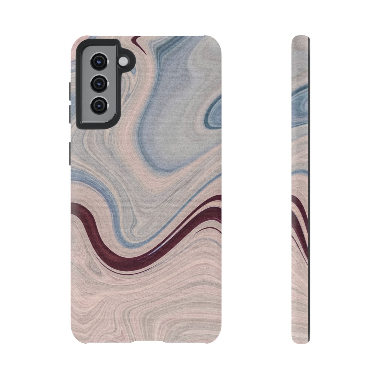 Marble Swirl Elegance – Samsung Galaxy Case in Blue & Blush Abstract Design