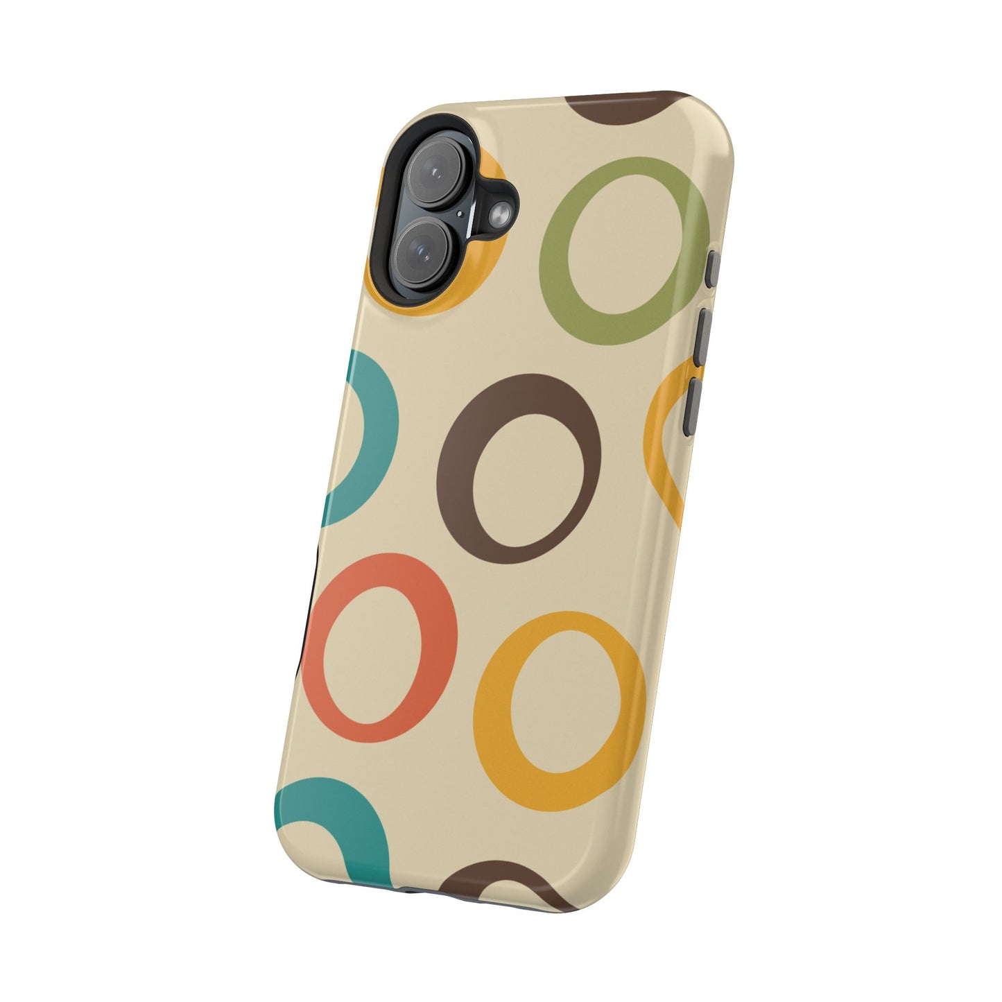 Retro Colorful Rings MagSafe iPhone Case – Shockproof, Matte Finish, Dual-Layer Protection