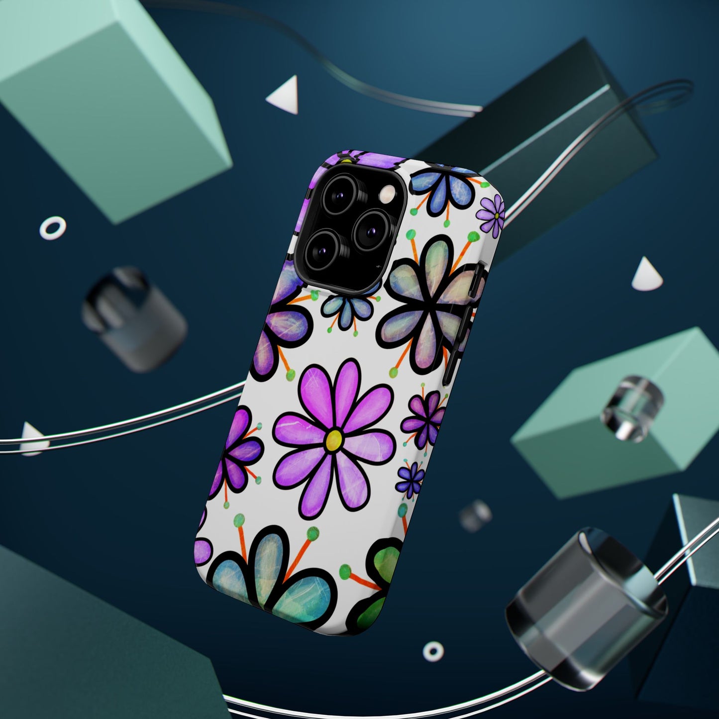 Whimsical Lavender Floral MagSafe iPhone Case – Ultra-Slim, High-Gloss Finish