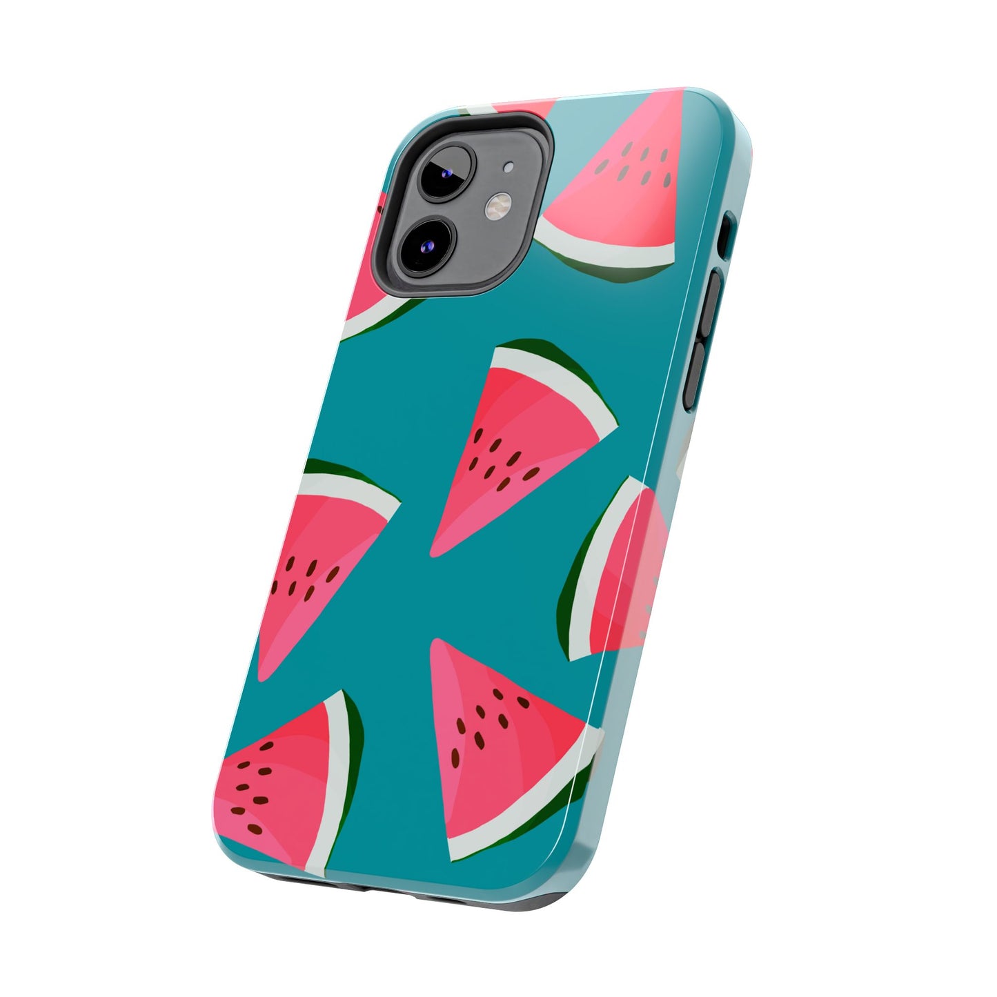 Watermelon Bliss iPhone Case – Vibrant Summer Fruit Design on Teal Background