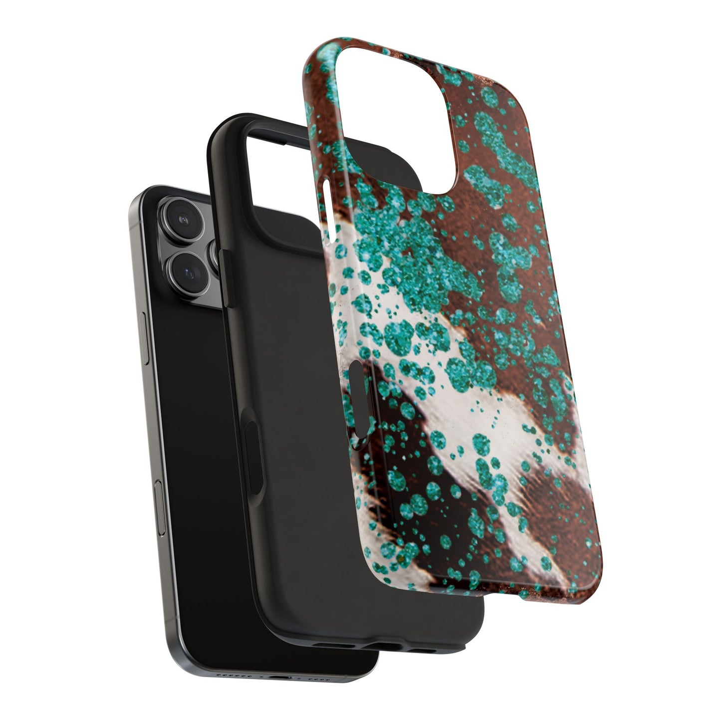 Teal Glitter Cowhide - iPhone Series Case