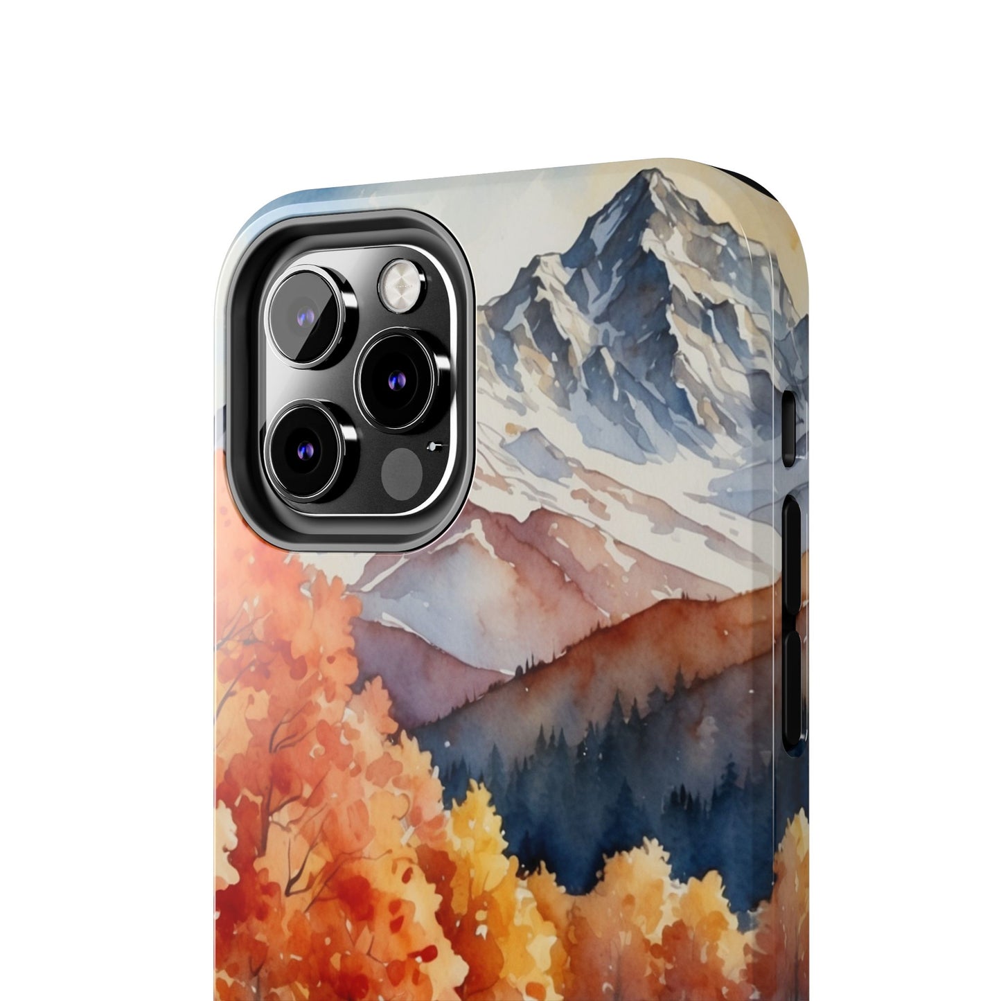 Watercolor Autumn Forest and Mountains - iPhone Case