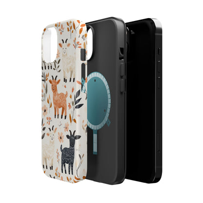 MagSafe iPhone Case: Smiley Goats & Dried Flowers – Vintage Charm