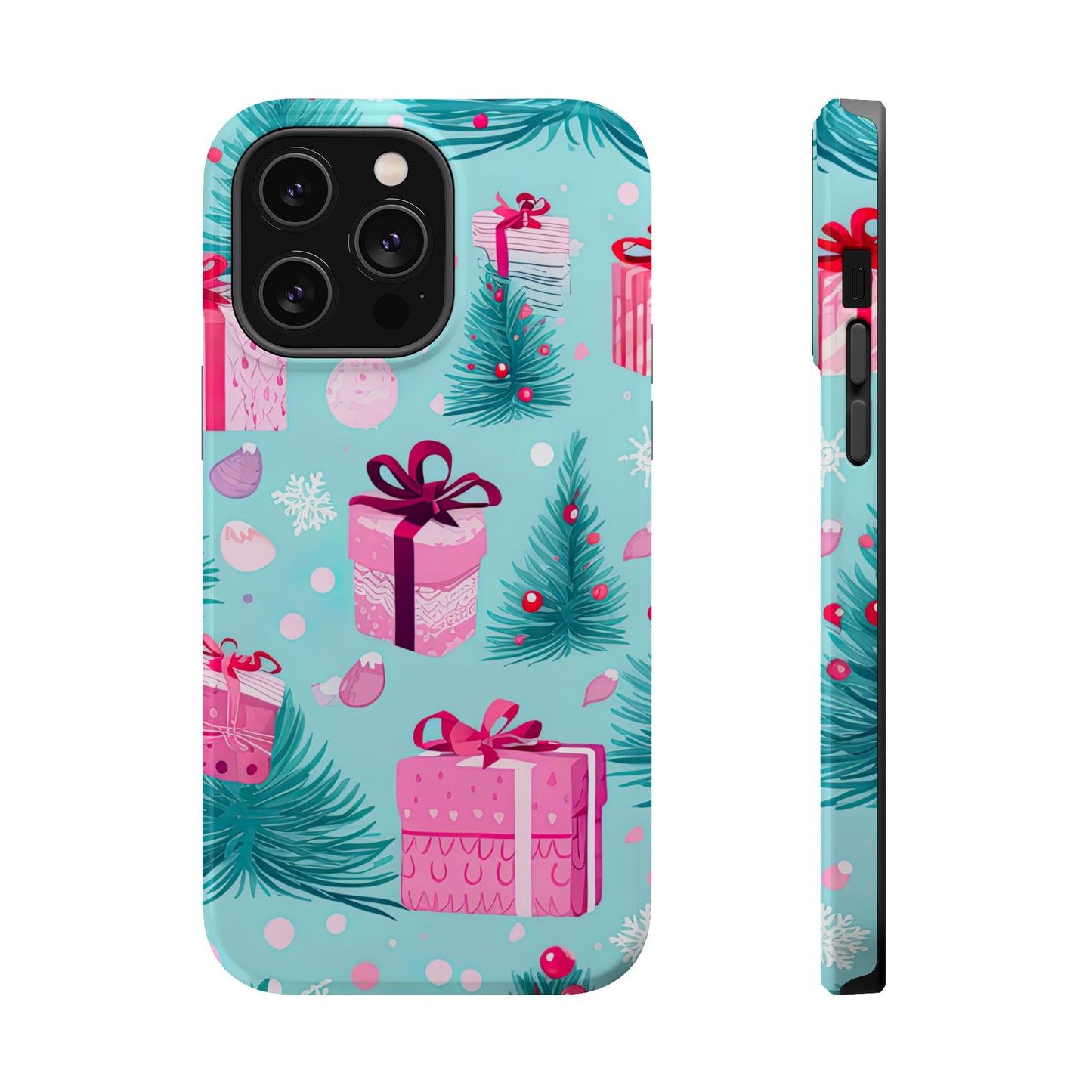 Festive Pink Christmas Gifts and Evergreen MagSafe iPhone Case – Holiday Theme, Protective Cover