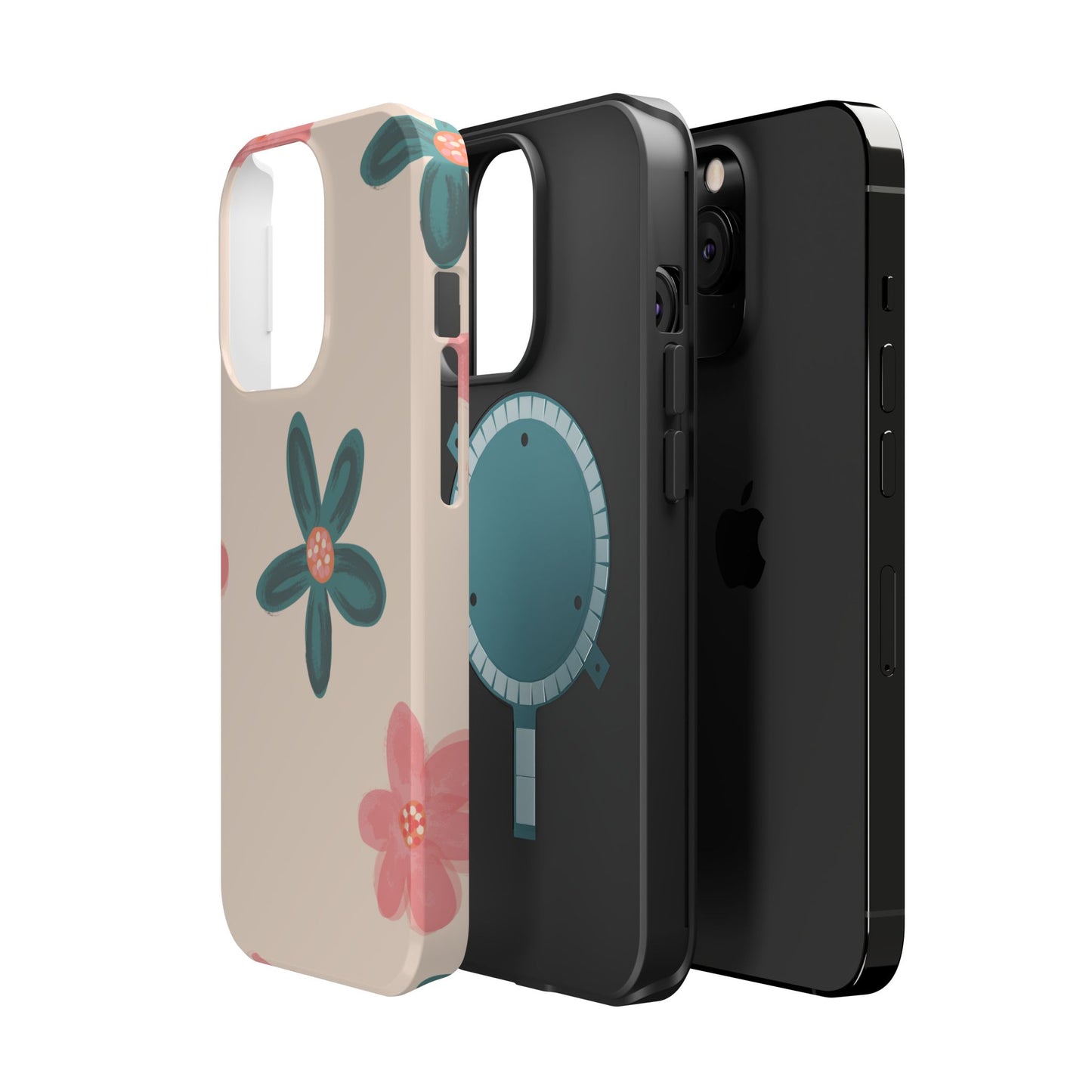 Vintage Floral Tough MagSafe iPhone Case – Soft Matte Finish with Dual-Layer Protection