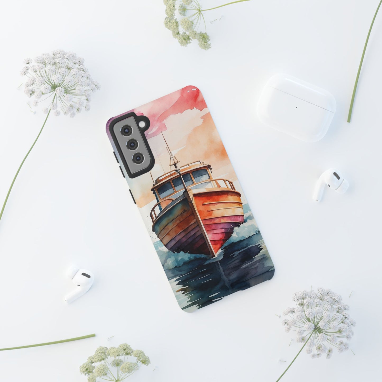 Sunset Sail Watercolor Boat – Samsung Galaxy Series Case