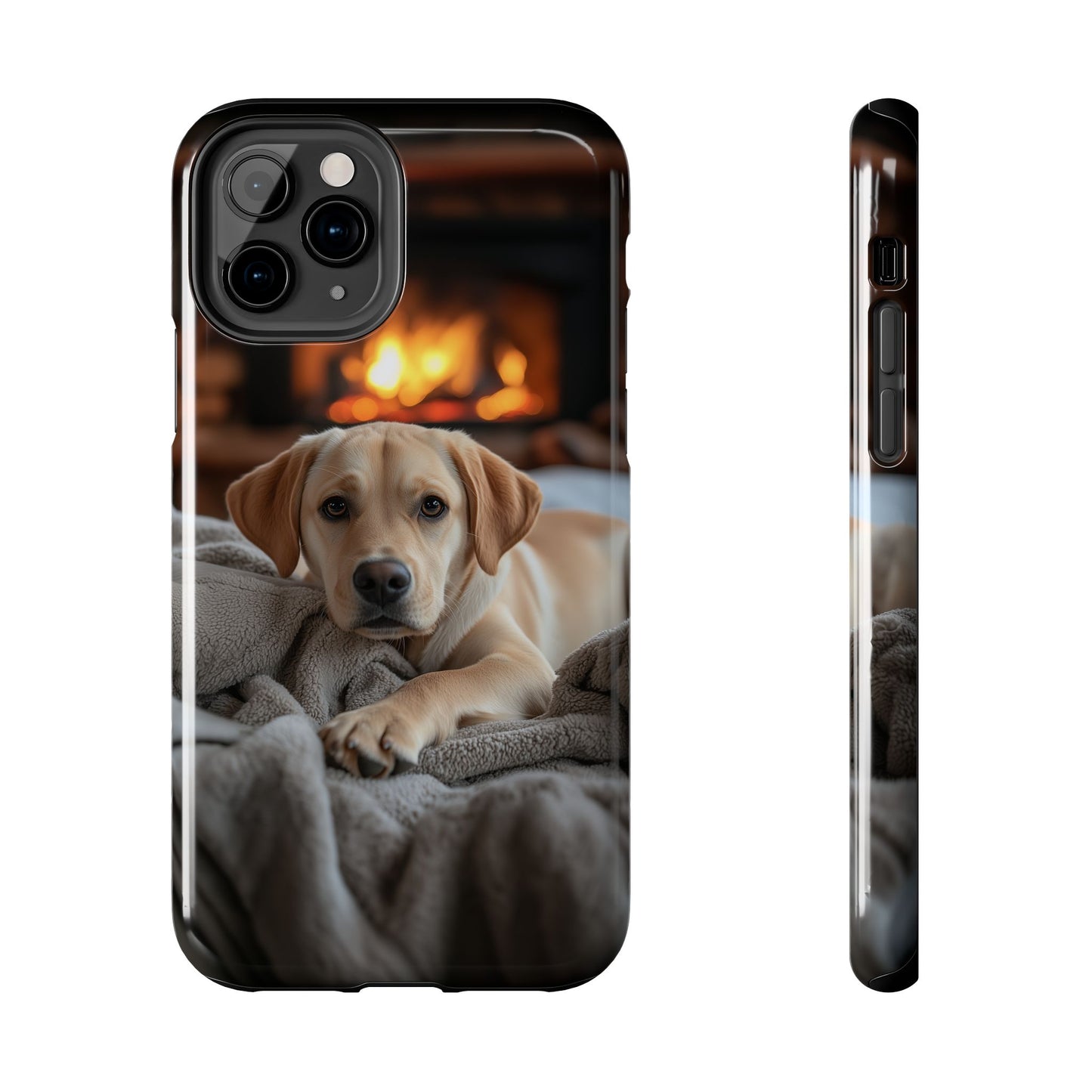 Cozy Golden Retriever by the Fireplace - iPhone Series Case