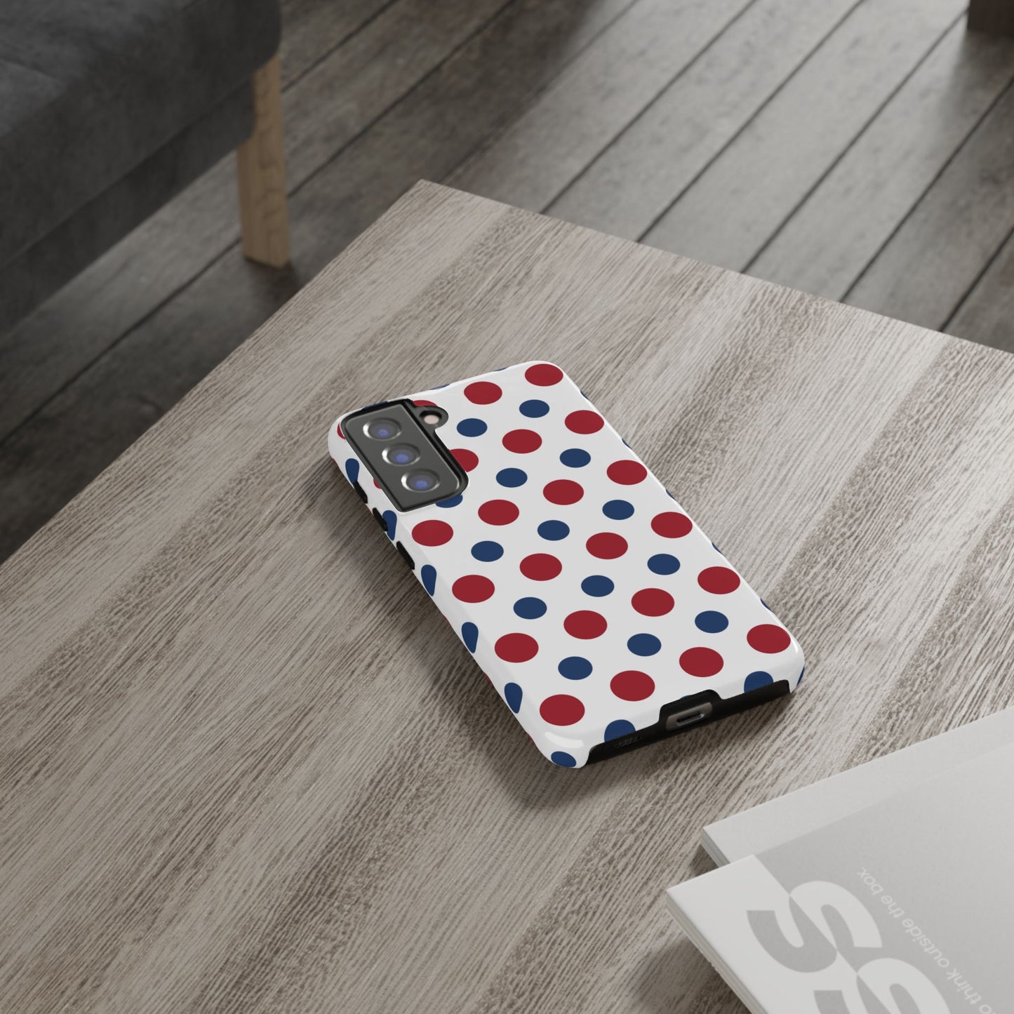 Patriotic Navy, White, and Red Polka Dot Samsung Galaxy Case