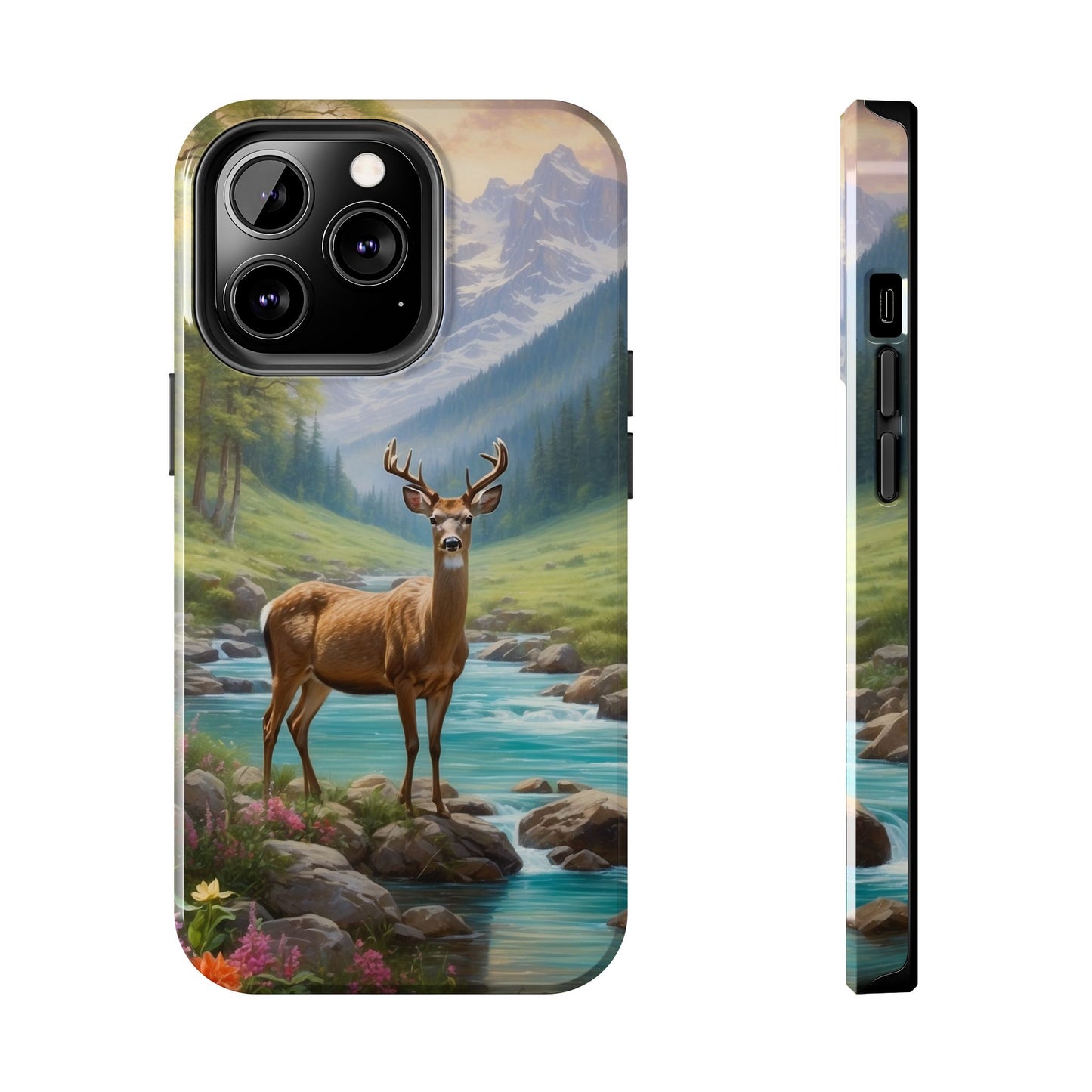 Alpine Serenity – Stag in Mountain Bliss iPhone Cases