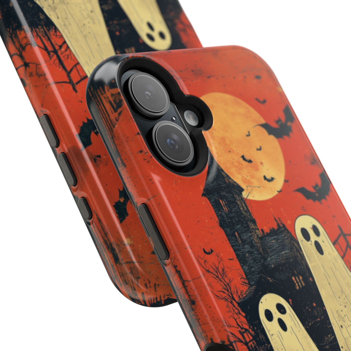 Haunted House & Ghosts MagSafe iPhone Case – Spooky Halloween Full Moon Design