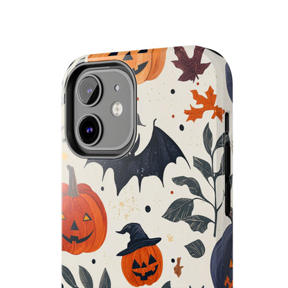 Spooky Halloween iPhone Case – Pumpkins, Bats, and Spider Design