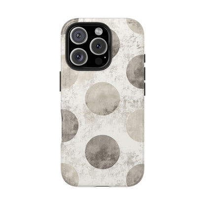 Vintage Polka Dot iPhone Case - Minimalist Neutral Protective Cover