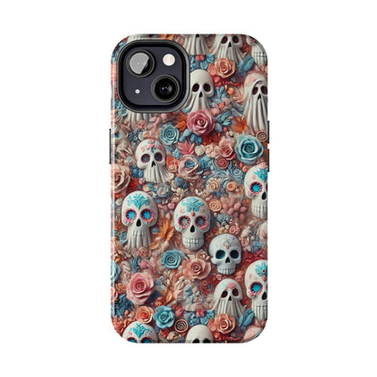 Day of the Dead Floral Skull iPhone Case - Colorful Protective Cover - Halloween Spooky Autumn Case