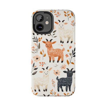 iPhone Case: Smiley Goats & Dried Flowers – Vintage Charm