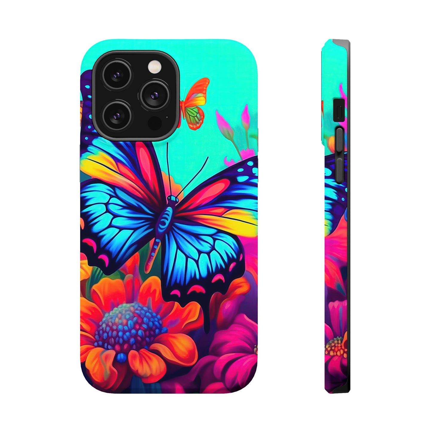 Vivid Butterfly & Floral Burst - MagSafe iPhone Case