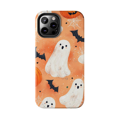 Spooky Cute Ghost iPhone Case – Halloween Ghosts, Pumpkins, Bats & Cobwebs Design