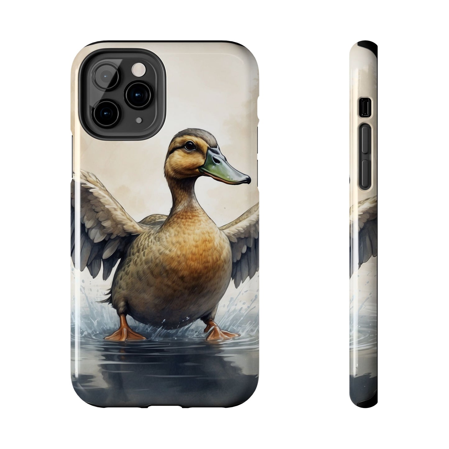 Graceful Duck in Watercolor Scene - iPhone Case