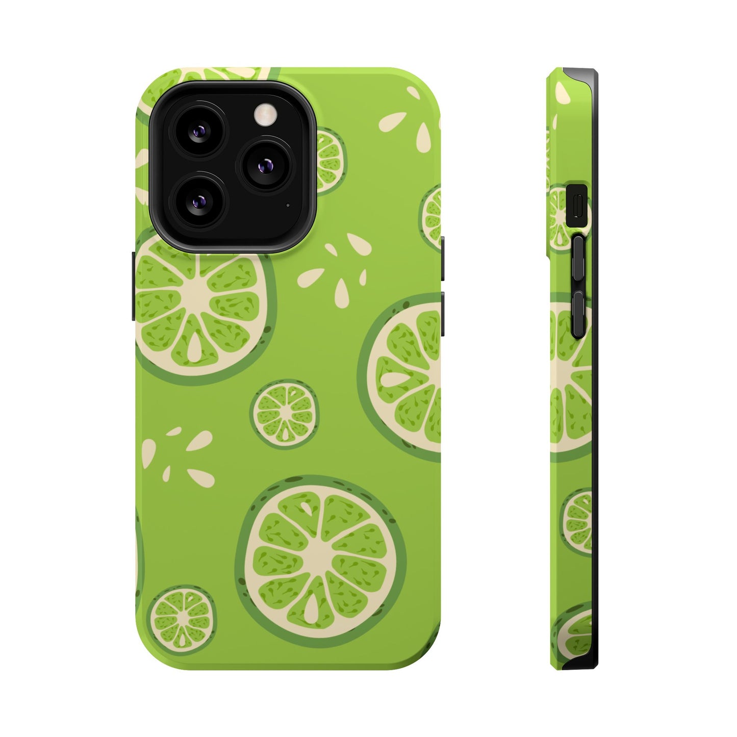 Zesty Lime Splash Tough MagSafe iPhone Case – Fresh Citrus Design, Dual-Layer Protection