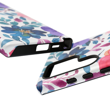 Mystic Bloom – Samsung Galaxy Case with Blue & Pink Watercolor Florals