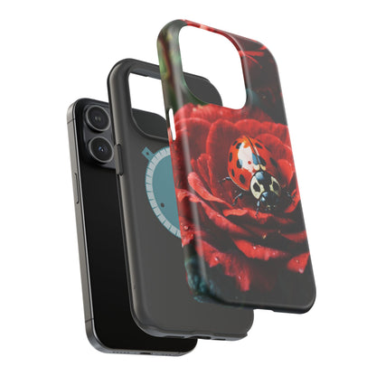 Elegant Rose & Ladybug Charm - MagSafe iPhone Case