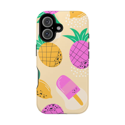 Tropical Pop MagSafe iPhone Case – Fun Pineapple & Lemon Design with Vibrant Summery Colors