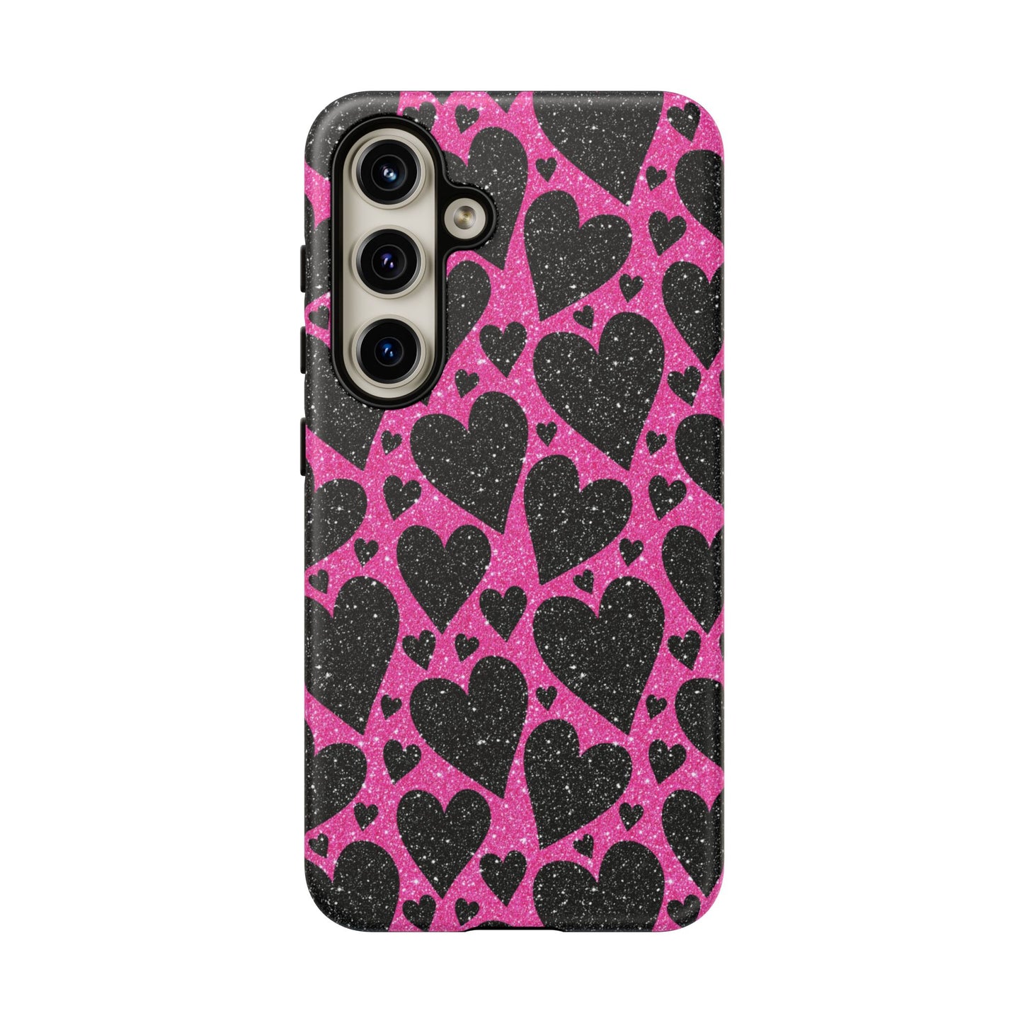 Pink Glitter Hearts Samsung Galaxy Case