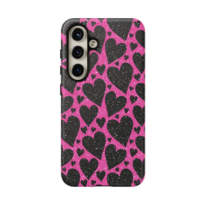 Pink Glitter Hearts Samsung Galaxy Case